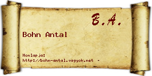 Bohn Antal névjegykártya